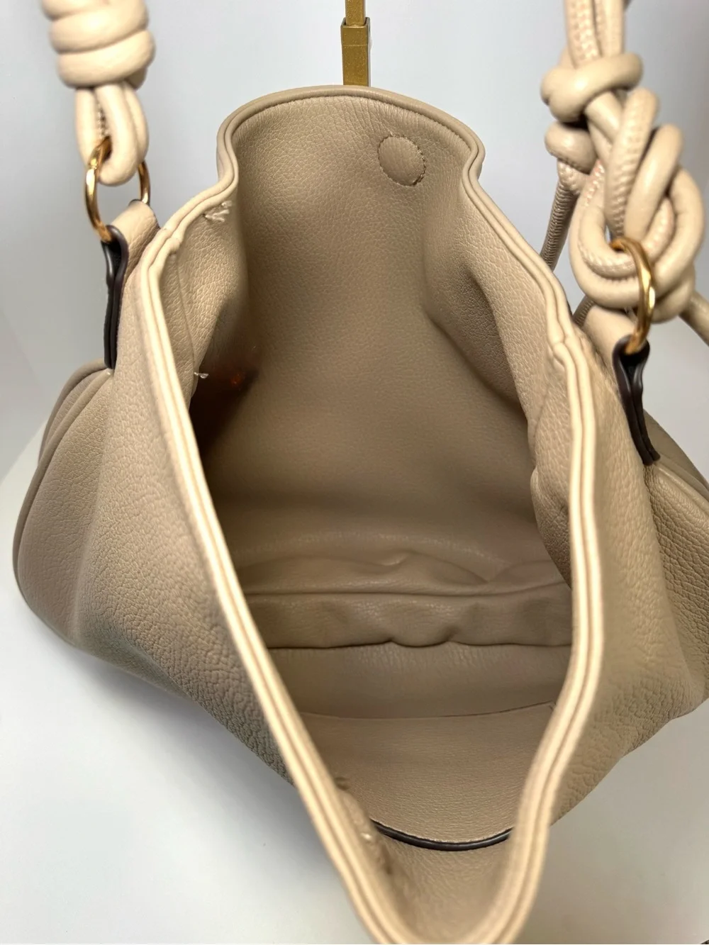 Mali + Lili Yasmin Vegan Leather Shoulder Hobo Bag - Taupe Beige - Picture 4 of 11